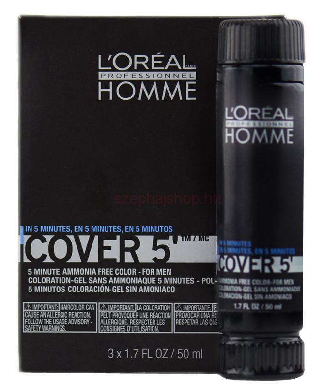 L'ORÉAL Homme Cover '5 - 4 barna - színező zselé férfiaknak 3 x 50 ml