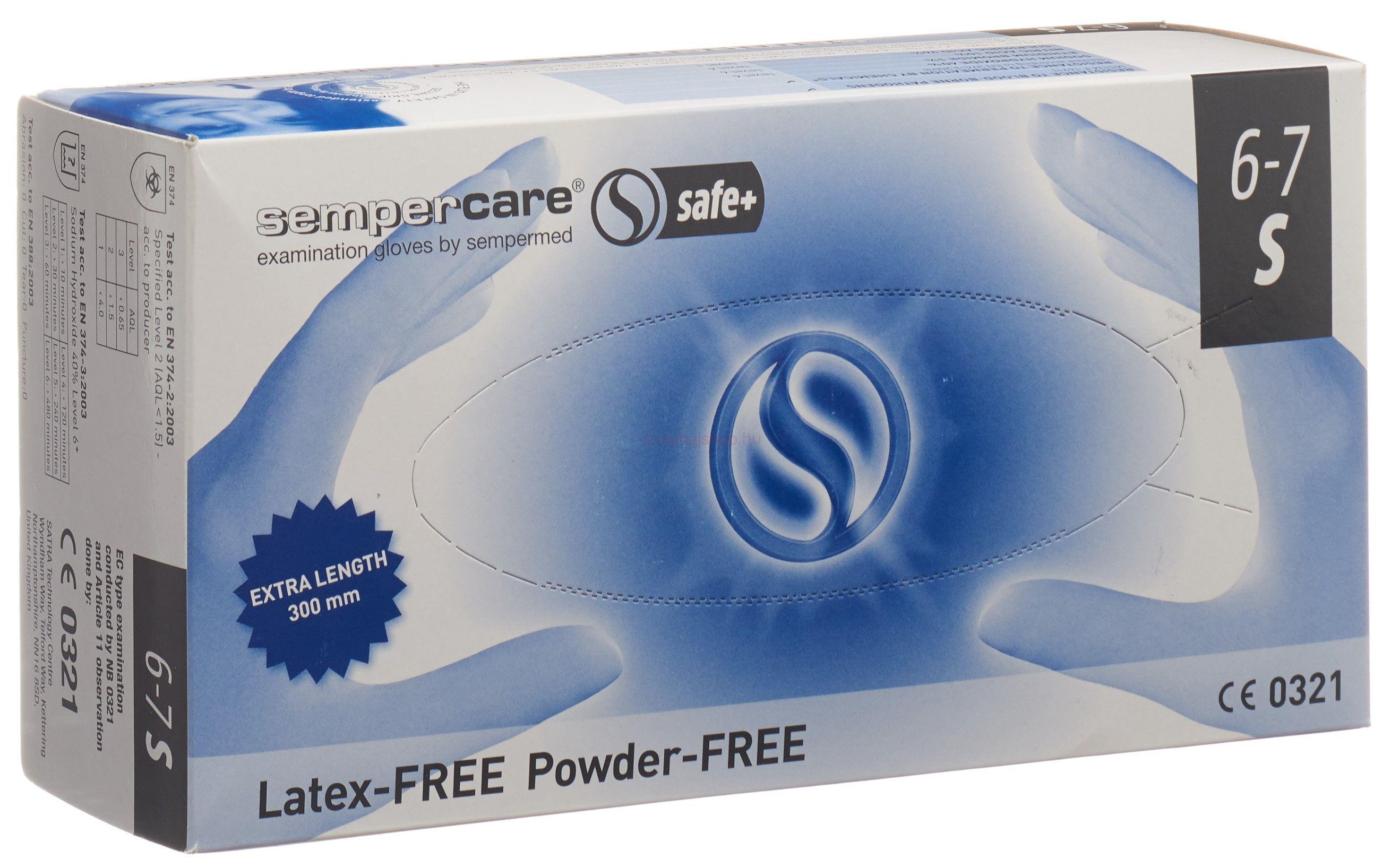 SEMPERCARE® Safe+ Nitrile extra hosszú kesztyű kék "XS 5-6" 100 db