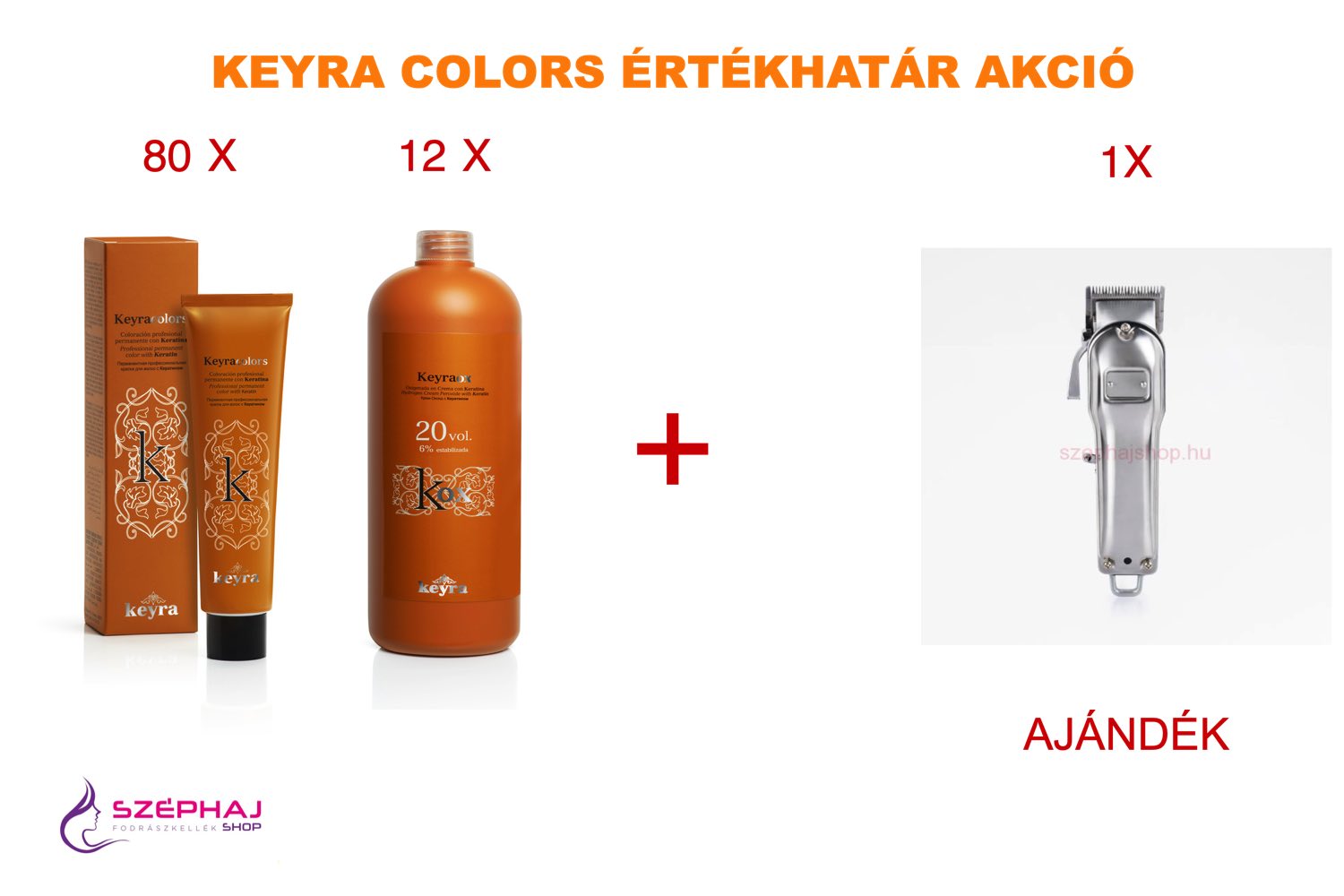 KEYRA Colors hajfesték akció 80 db + KEYRAOX 900 ml 12 db+AJÁNDÉK ZZMEN TOP CUT