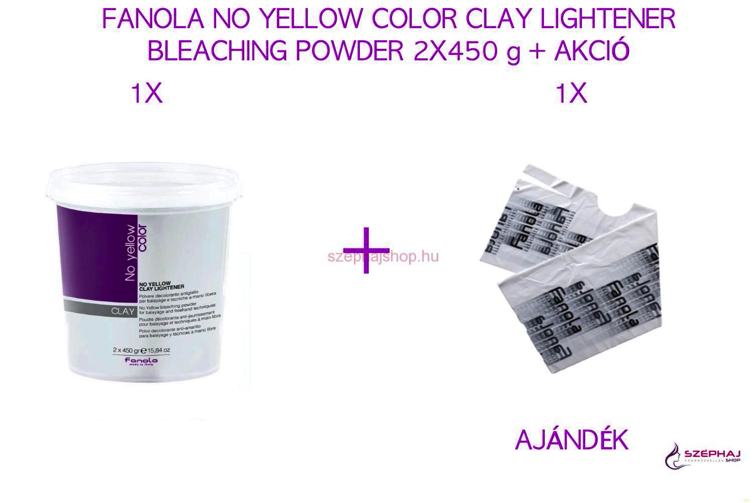 FANOLA NO YELLOW COLOR CLAY LIGHTENER BLEACHING POWDER 2X450 g + AKCIÓ 