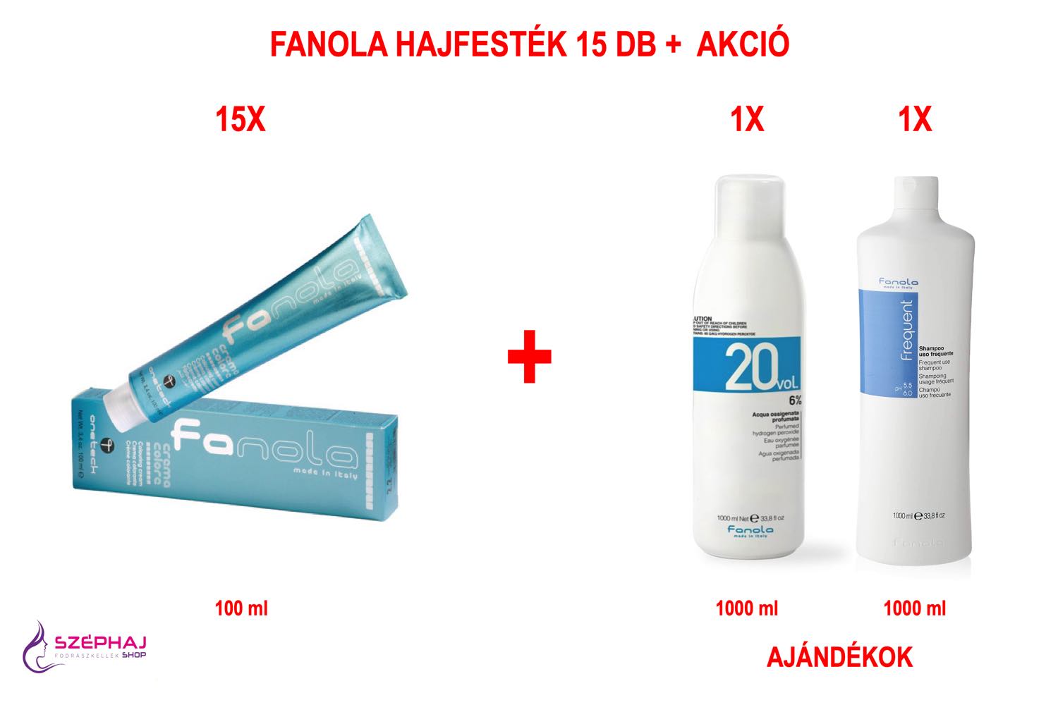 FANOLA Color hajfesték 15 + (6% Oxi+Frequent Sampon) AKCIÓ