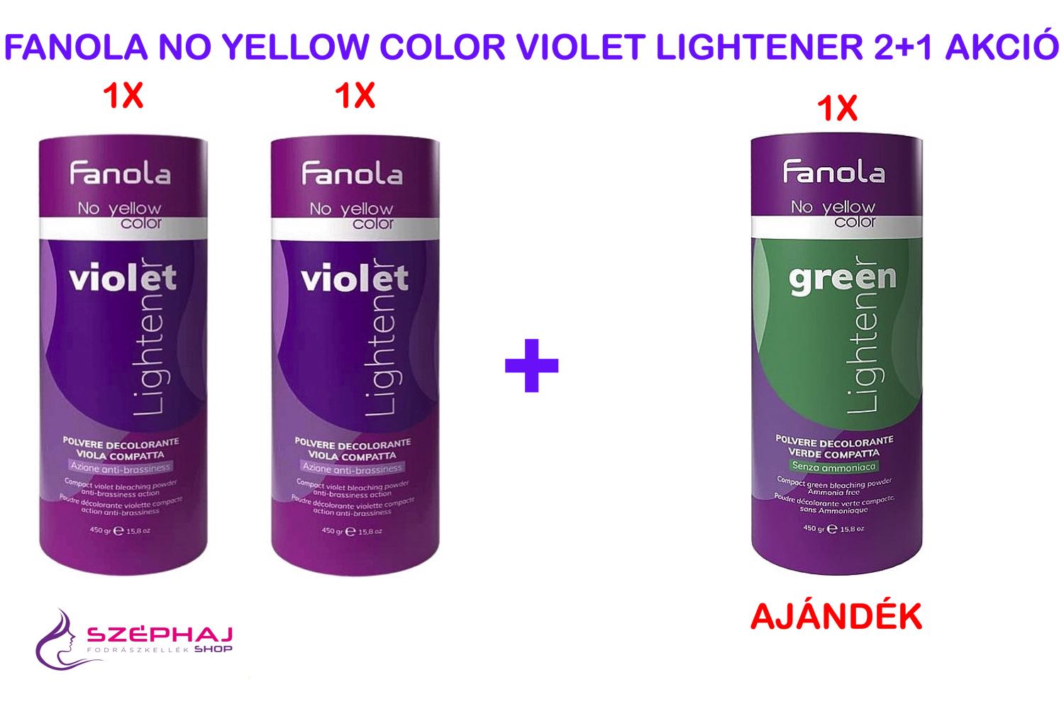 FANOLA No Yellow Color VIOLET Lightener Szőkítőpor 450 g 2+1 AKCIÓ