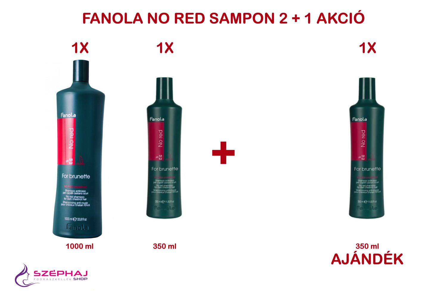FANOLA No Red For Brunette Sampon 1000 ml & 350 ml 2+1 AKCIÓ