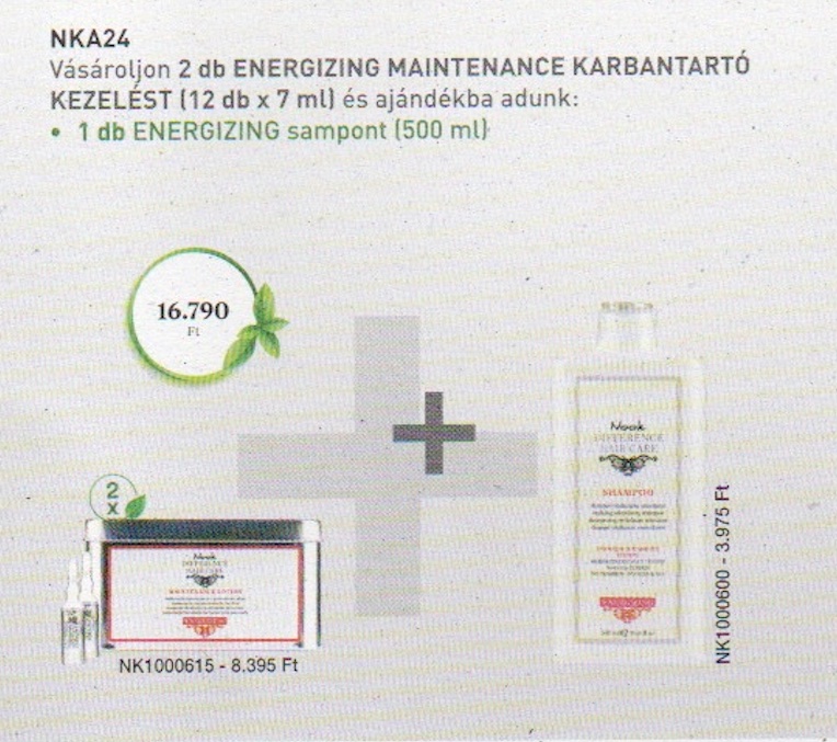 NKA24 NOOK DIFERENCE HAIR CARE ENERGIZING MAINTENANCE KEZELÉS 2+1 AKCIÓ