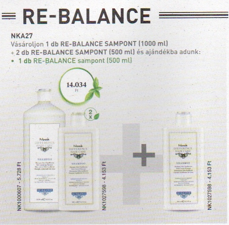 NKA27 NOOK DIFFERENCE HAIR CARE RE-BALANCE 3+1 AKCIÓ