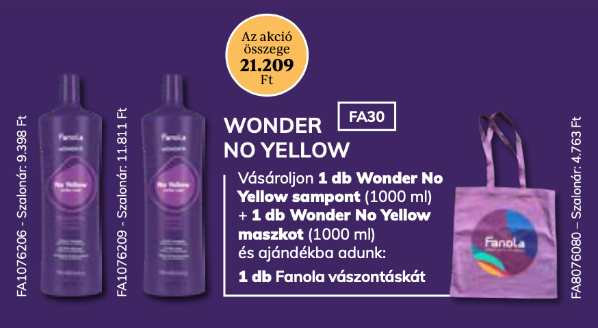 FANOLA WONDER No Yellow Extra Care Sampon & Maszk 1000 ml 2+1 AKCIÓ
