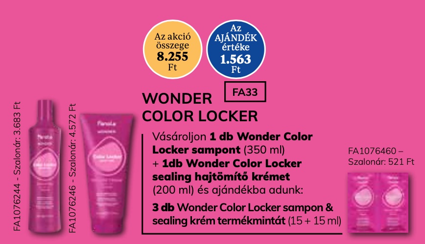 FANOLA WONDER Color Locker Extra Care Sampon 350 ml & Sealing Cream  2+1 AKCIÓ