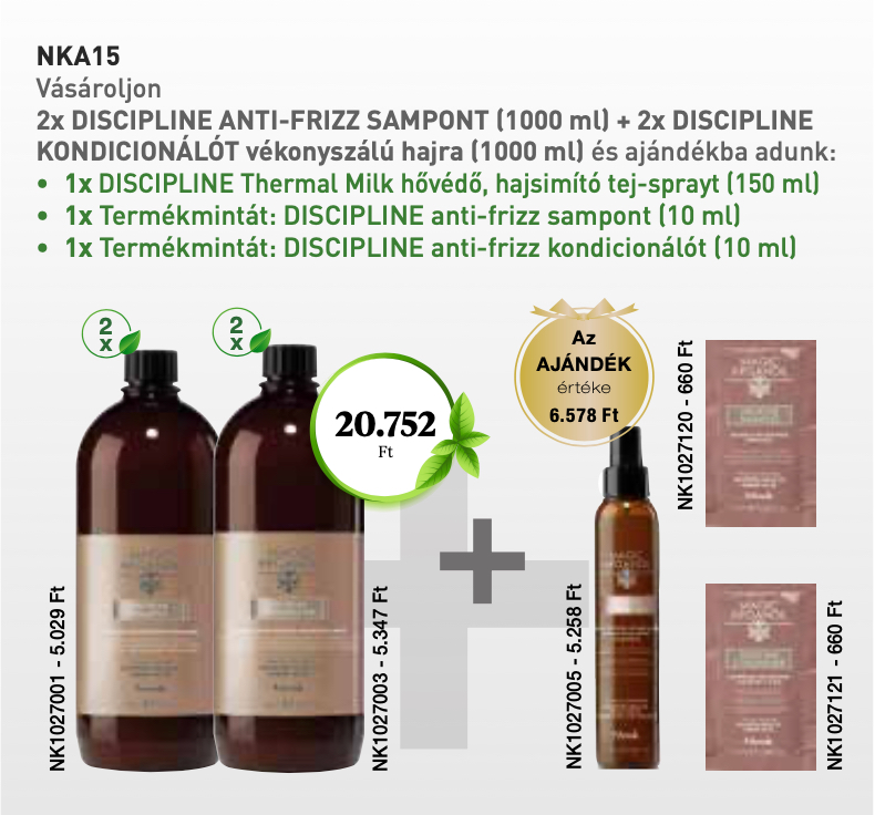 NKA15 NOOK MAGIC ARGANOIL DISCIPLINE Anti-Frizz Shampoo&Mask 1000 ml  4+3 AKCIÓ