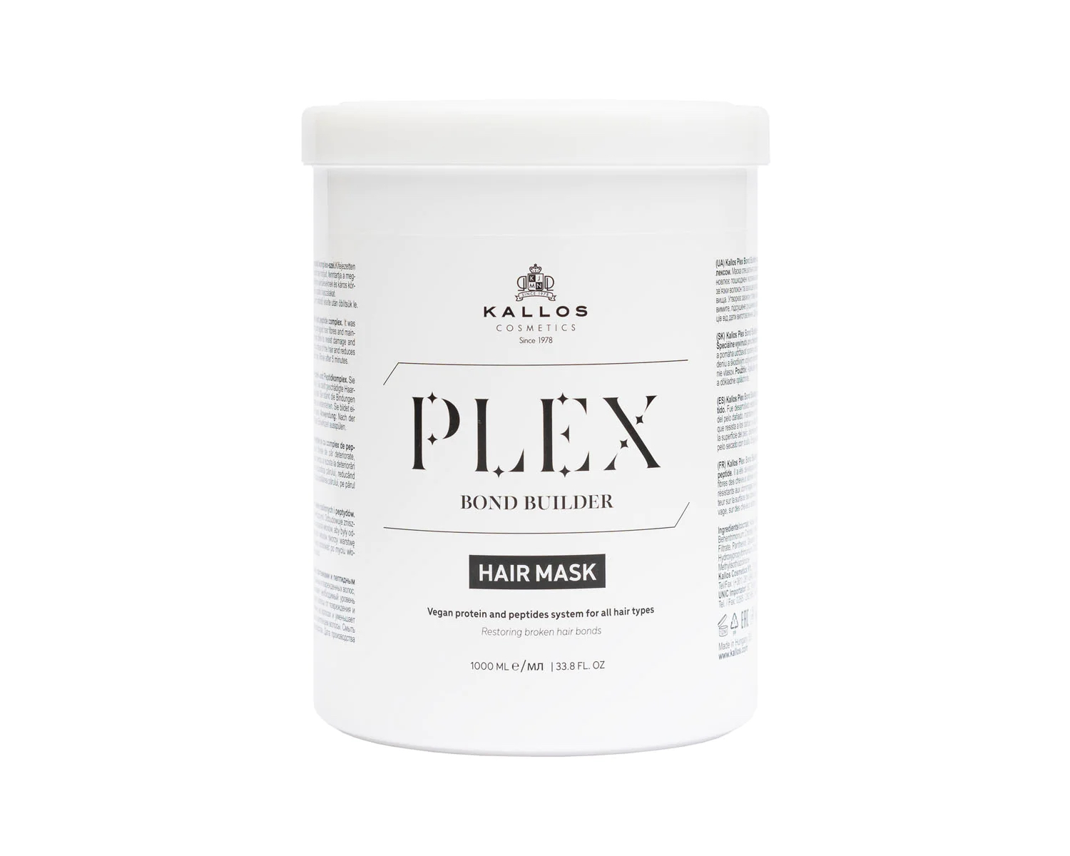 Kallos Plex Bond Builder hajpakolás növényi protein és Peptid komplex-szel 1000 ml