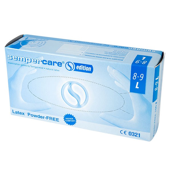 SEMPERCARE® Edition Latex Powder-Free kesztyű fehér "L 8-9" 100 db