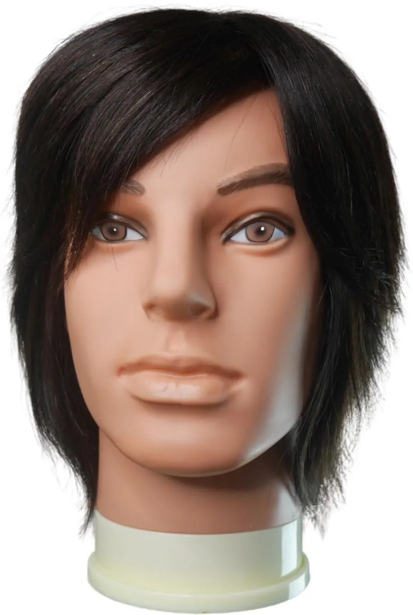 TOTO Hair Company ALEX szemléltetőfej 100% emberi haj 20cm fekete szín 800074