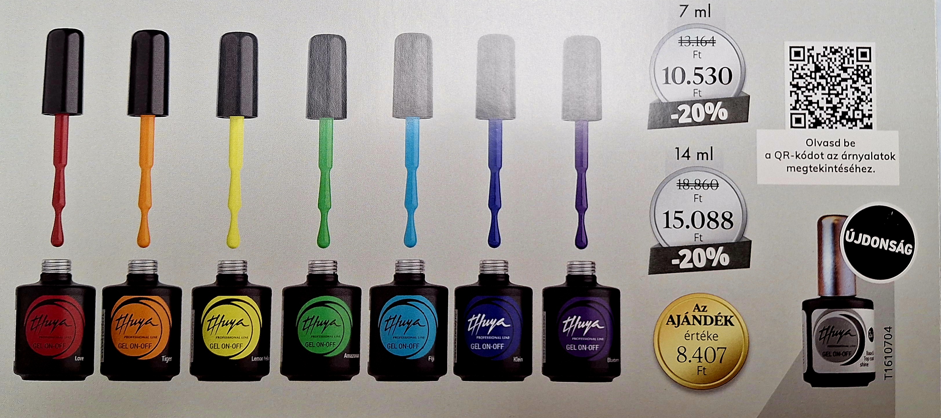 THUYA permanent nail polish gel On-Off Géllakk 7ml 3+1 AKCIÓ
