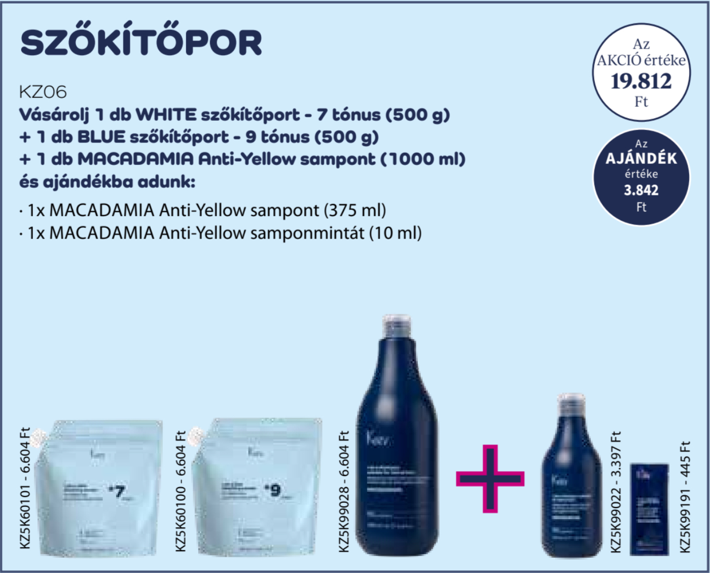 KZ06 KEZY SZŐKÍTŐPOR & MACADAMIA ANTY-YELLOW SHAMPOO AKCIÓ