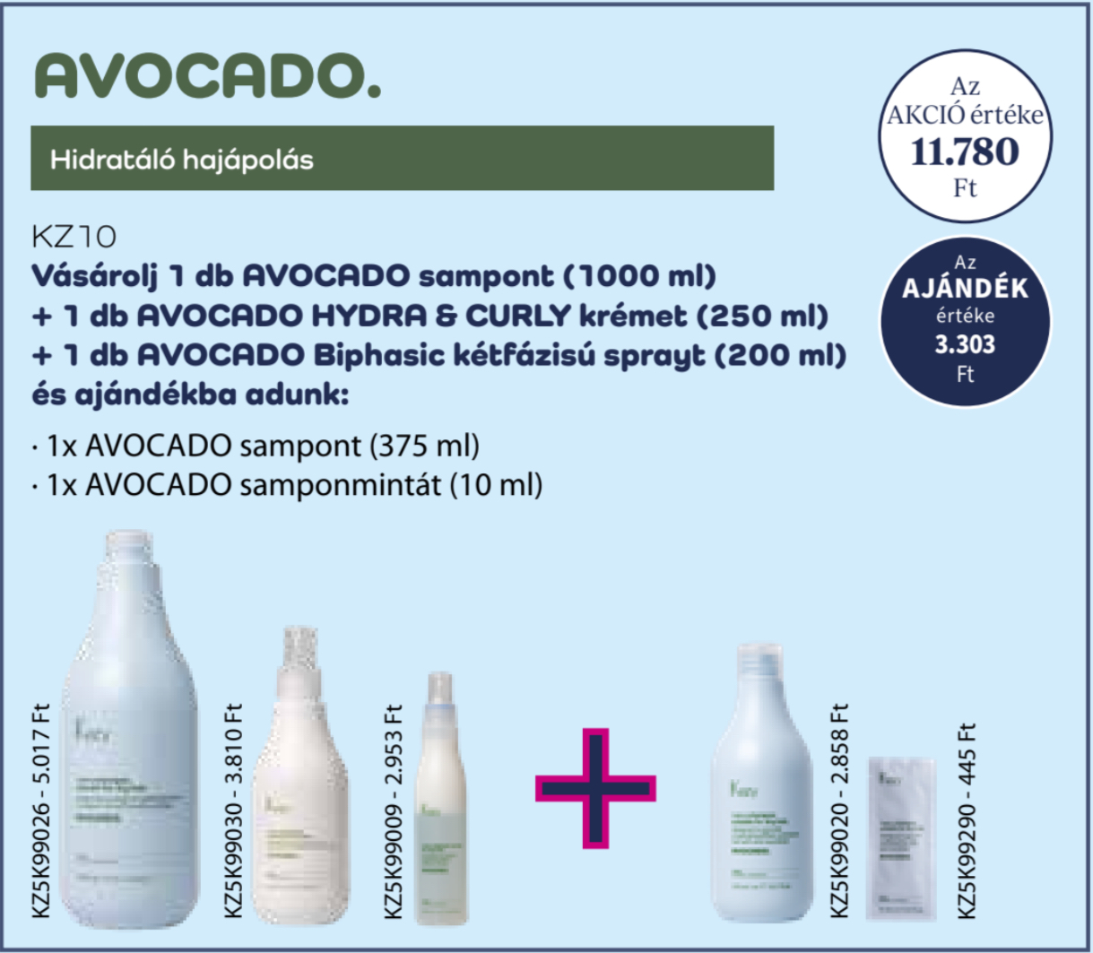 KZ10 KEZY AVOCADO Hidratáló hajápolás AKCIÓS csomag