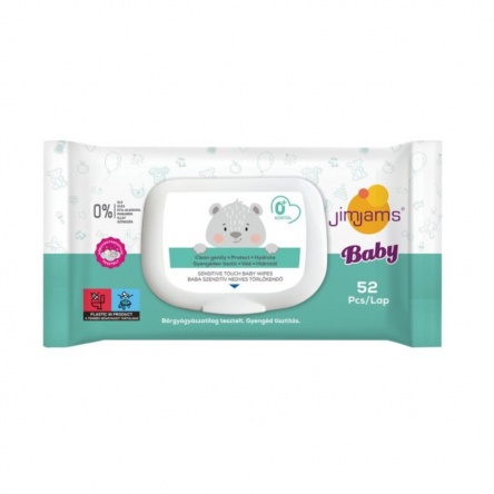 JimJams Baby nedves popsitörlőkendő - illatmentes 52db JJ4005