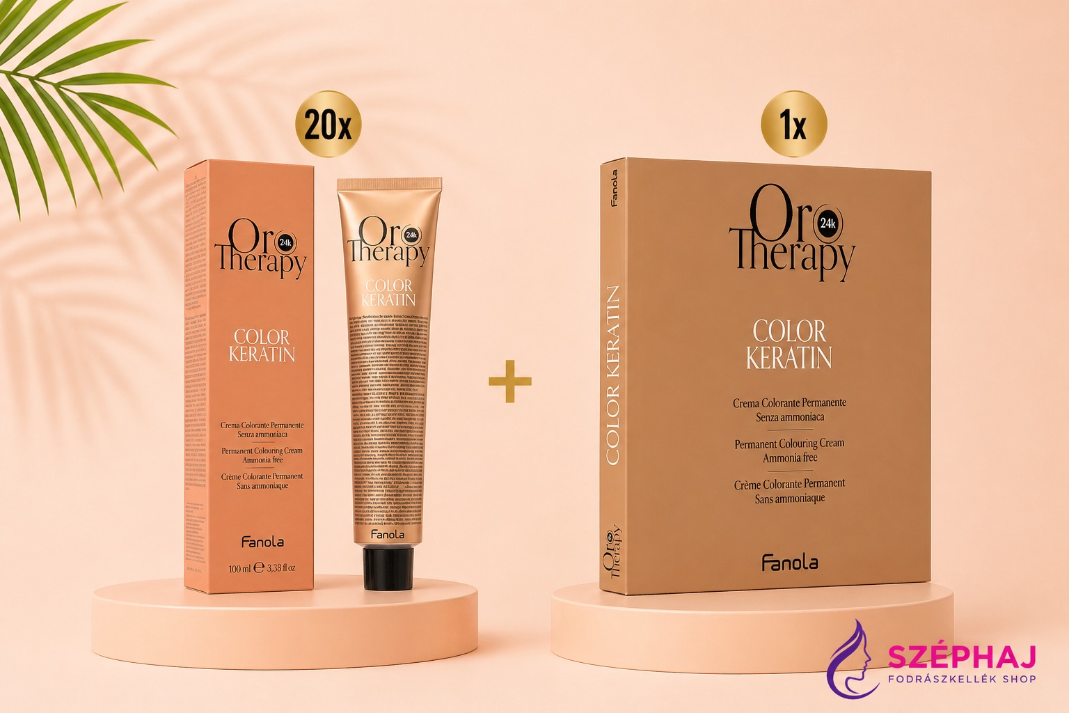FANOLA ORO Therapy 24K Ammonia Free Permanent Color 100 ml 20 db + ORO Therapy Színskála AKCIÓ 