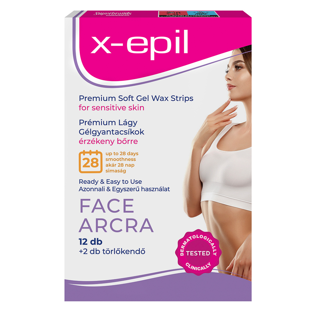 X-Epil Prémium lágy gélgyantacsíkok érzékeny bőrre arcra - 12db  XE9245