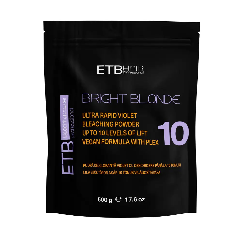ETB Hair Professional Bright Blonde Ultra Rapid Violet Szőkítőpor 10 Szint Világosítással (Vegán és Plex Formula) 500g
