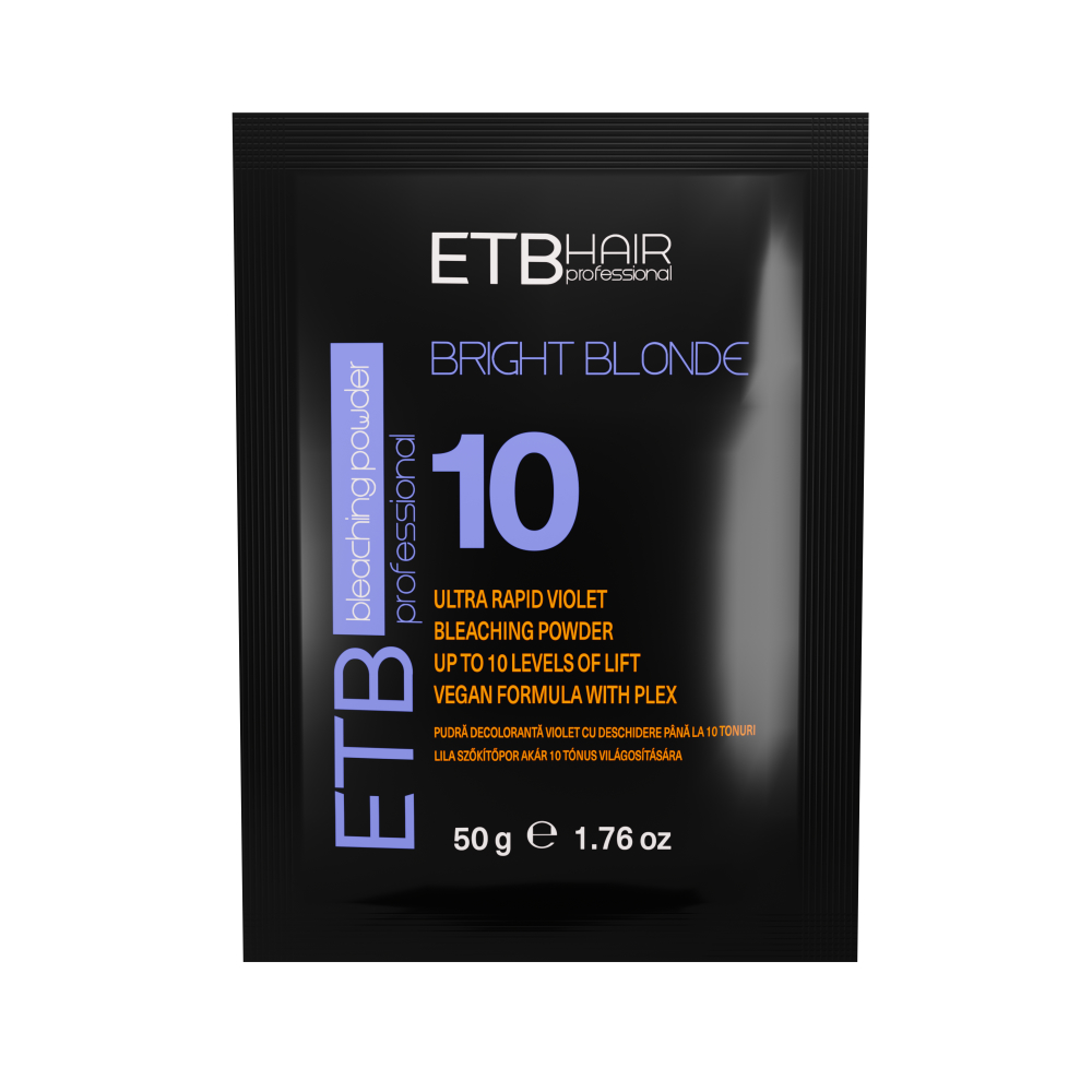 ETB Hair Professional Bright Blonde Ultra Rapid Violet Szőkítőpor 10 Szint Világosítással (Vegán és Plex Formula) 50g
