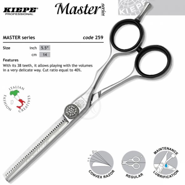 KIEPE Master tapper olló 5.5" Swarovski kristállyal (szimmetrikus) 259-5.5 