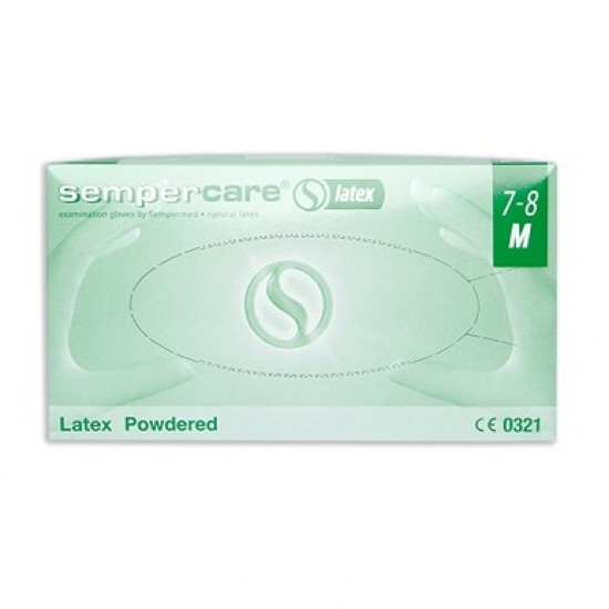 SEMPERCARE® Latex - Latex kesztyű fehér "M 7-8" 100 db
