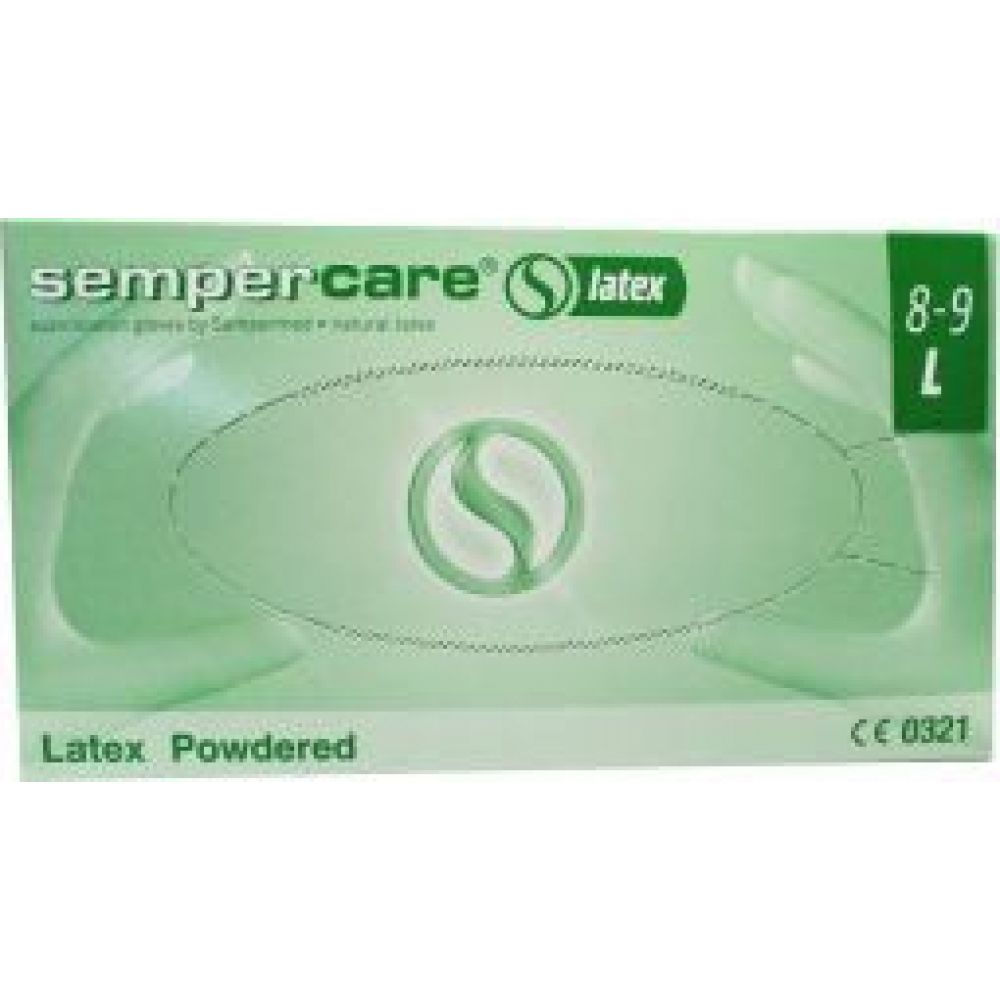 SEMPERCARE® Latex - Latex kesztyű fehér "L 8-9" 100 db