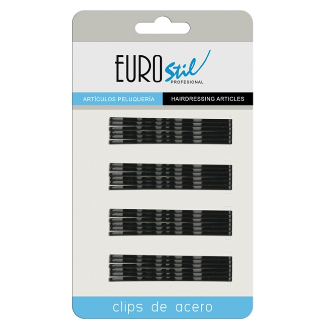 Eurostil Hullámcsatt Fekete 7 cm egyenes 24db/csomag 01611/50
