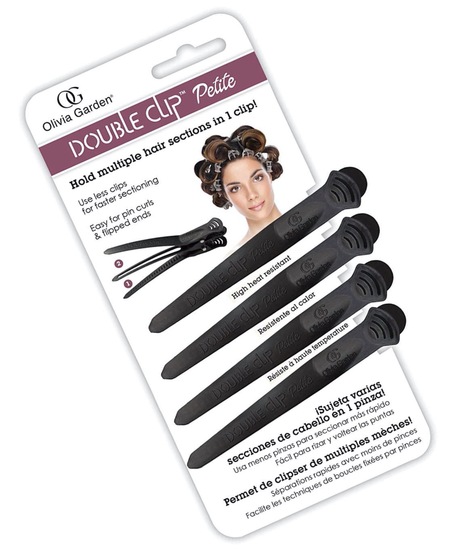 Olivia Garden Double Clips Petite (4 db-Fekete)