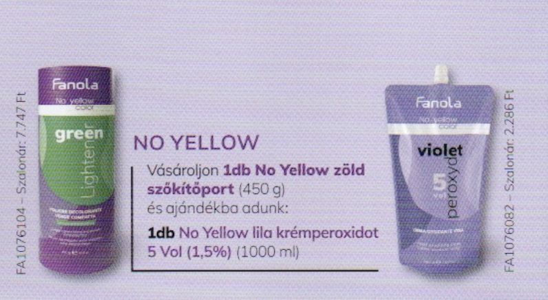 FANOLA No Yellow Color GREEN Lightener Szőkítőpor 450 g 1+1 AKCIÓ