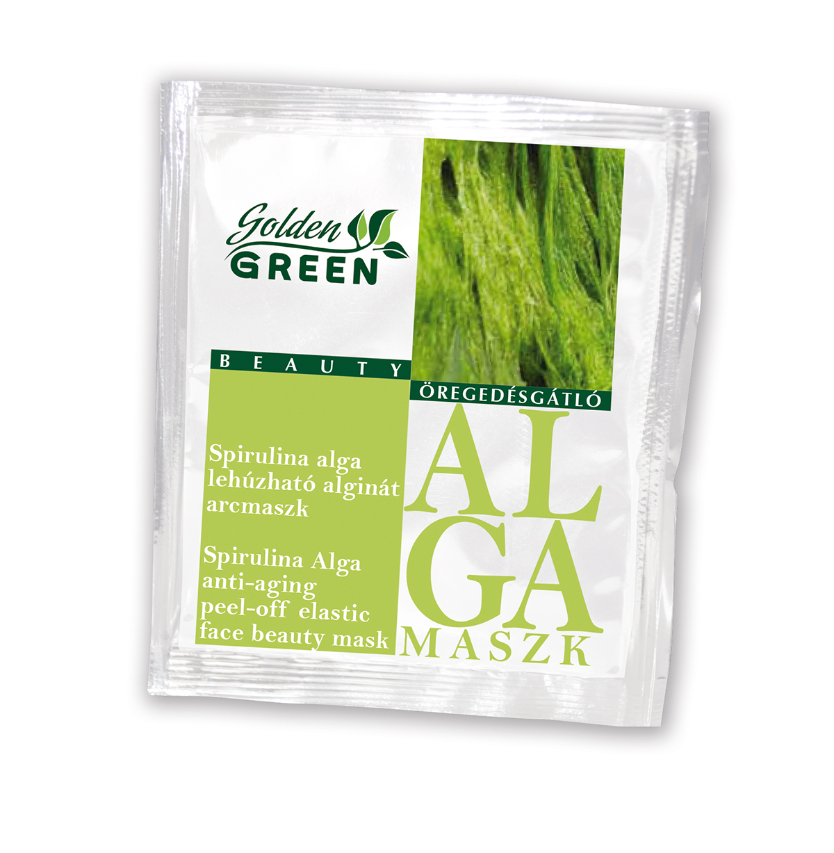 Golden GREEN Spirulina alga öregedésgátló lehúzható alginát pormaszk 6 g