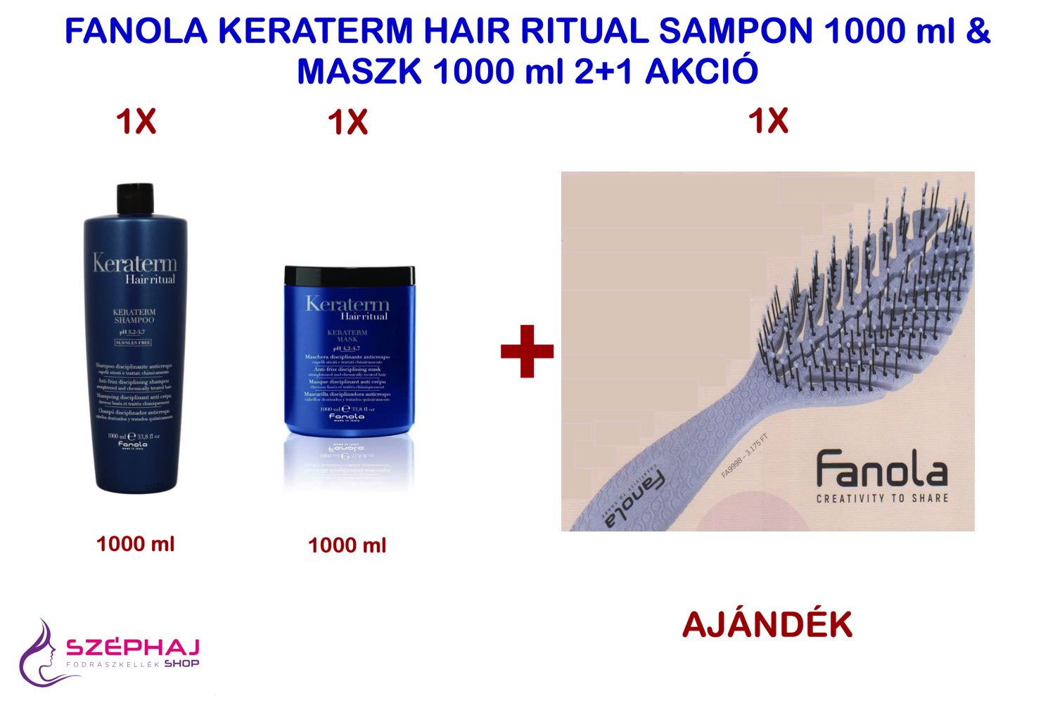 FANOLA Keraterm Hair Ritual Shampoo 1000 ml & Mask 1000 ml 2+1 AKCIÓ