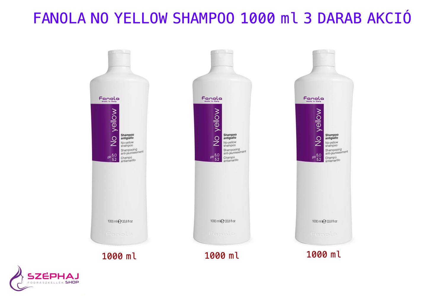 FANOLA No Yellow Shampoo 1000 ml (3 DARAB)