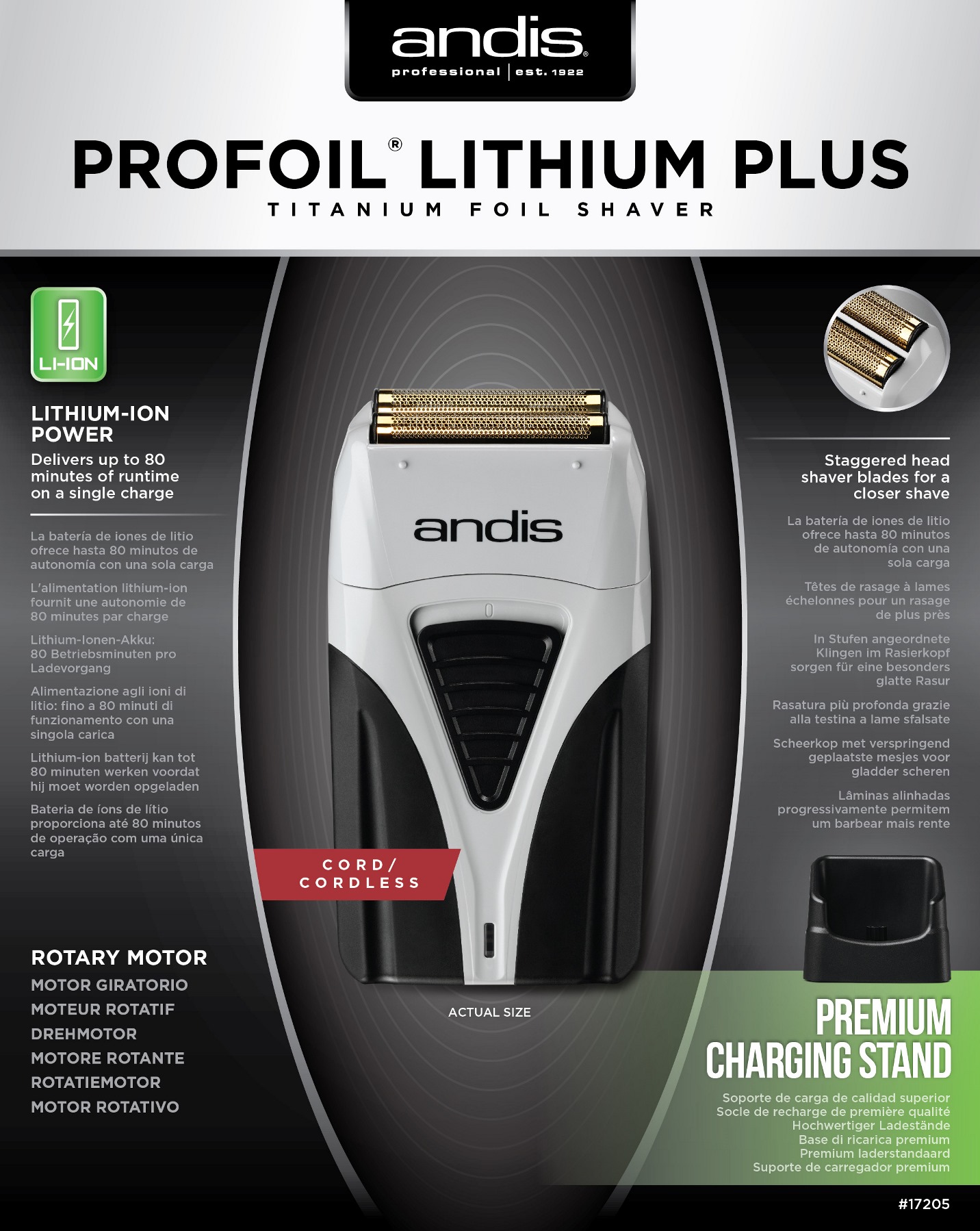 Andis ProFoil™ Lithium Titanium Foil Shaver Plus villanyborotva (EU) 17205