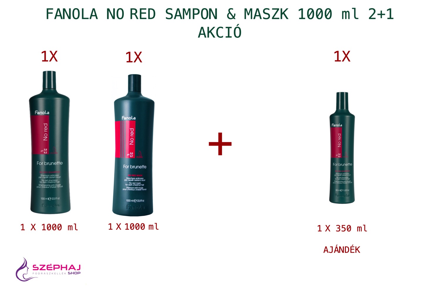 FANOLA No Red For Brunette Sampon & Maszk 1000 ml 2+1 AKCIÓ