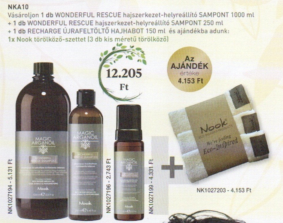 NOOK MAGIC ARGANOIL Wonderful Rescue Shampoo 1000 ml &  250 ml & Hab 3+1 AKCIÓ