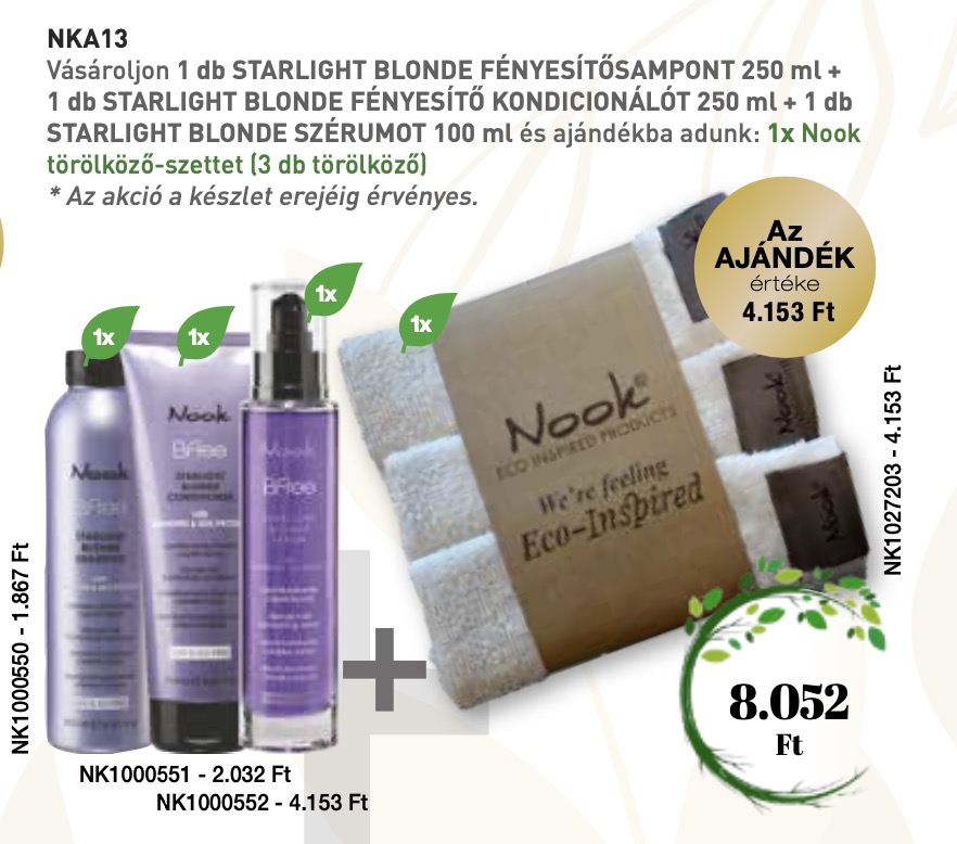 NOOK BFREE STARLIGHT BLONDE SHAMPOO 250 ml & COND. 250 ml & Serum 100  3+1 AKCIÓ